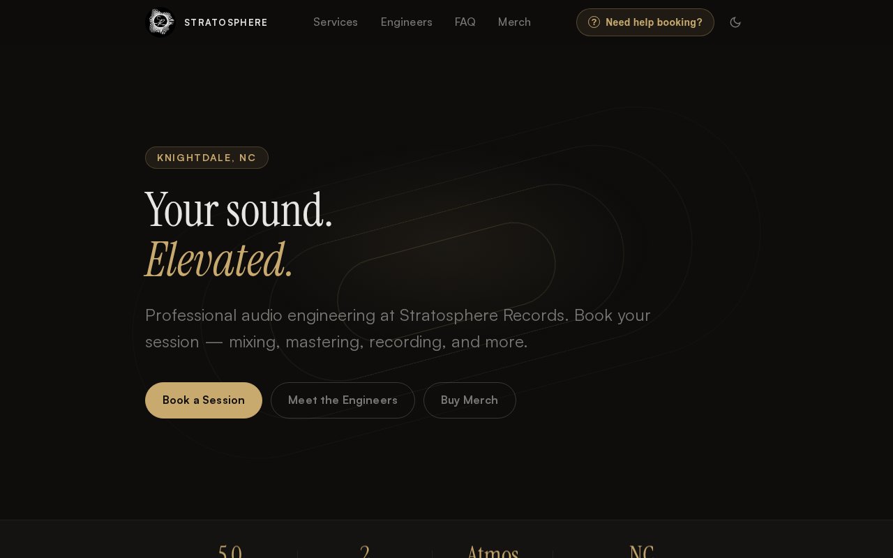 Stratosphere Records website — professional recording studio in Knightdale, NC